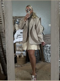 Blazer chevrons strass beige