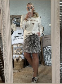 Jupe velours léopard beige