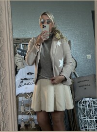 Veste velours star Beige