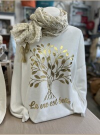 Top la vie velours blanc  T44/50