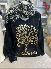 Top la vie velours noir T44/50