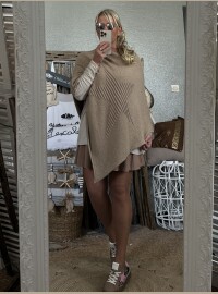 Poncho star taupe
