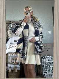 Echarpe  châle marine beige