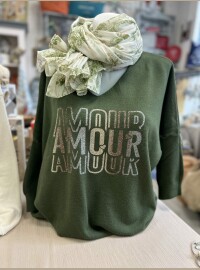 Pull Amour vert sapin