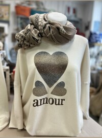 Pull Amour vert écru