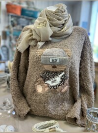 Pull Teddy bear taupe