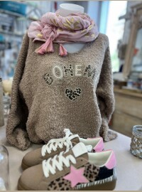 Pull Bohème léopard taupe