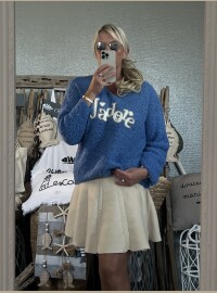 Pull j’adore bleu