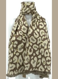 Écharpe douce léopard beige