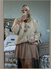 Pull Bohème léopard beige