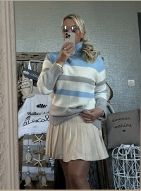 Pull marinière col roulé