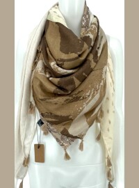 Écharpe patch beige doré