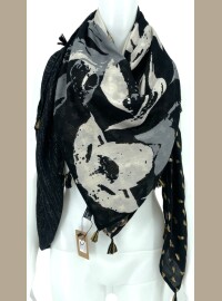 Écharpe patch noir dore