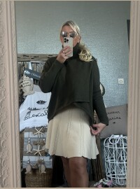Pull cape col roulé kaki