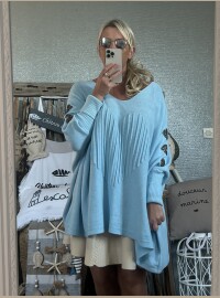 Pull cœurs strass T44/50 bleu