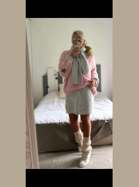 Pull star bouclette rose baby