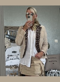 Veste velours beige léopard