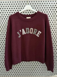 Pull j’adore strass Leopard bordeaux