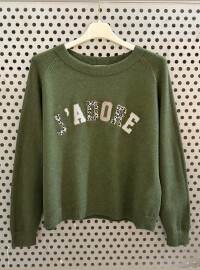 Pull j’adore strass Leopard kaki