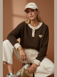 Pull cœur lurex chocolat
