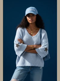 Pull star bouclette bleu oversize