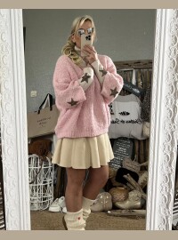 Pull star bouclette rose baby