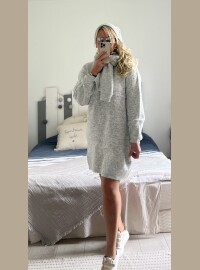 Ensemble robe bonnet écharpe gris