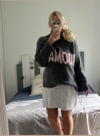 Pull CDS Amour  gris rose