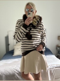 Pull marinière beige chocolat