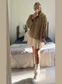 Pull star bouclette caramel