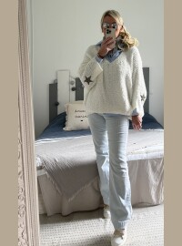 Pull star bouclette blanc  oversize