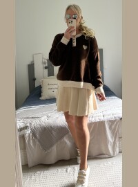 Pull cœur lurex chocolat