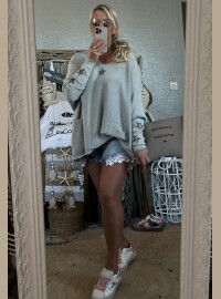 Pull stars strass T44/50 gris