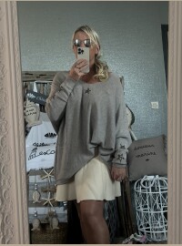 Pull stars strass T44/50 taupe