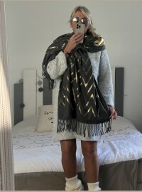 Echarpe  châle CDS grise dorée