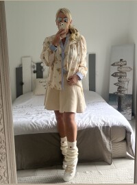 Chemise écru bleu fleurie