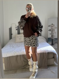Sweat chocolat léopard