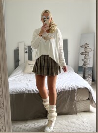 Pull fin star blanc doré