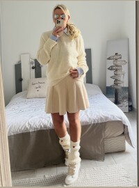 Pull col chemise poignets rayés