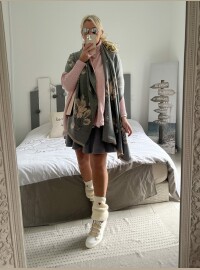 Châle écharpe gris rose