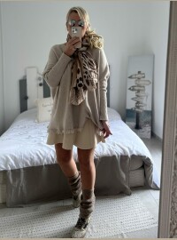 Écharpe léopard beige taupe