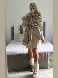 Châle écharpe CDS beige taupe