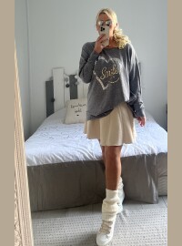 Pull Smile gris  oversize