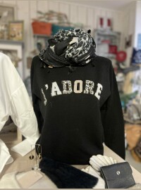 Pull j’adore strass Leopard noir