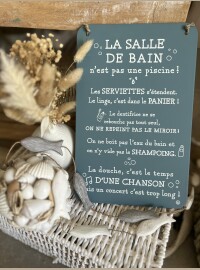 Pancarte salle de bain bleu gris