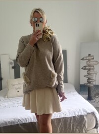 Pull oversize taupe