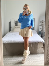 Pull mini cœurs bleu