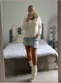 Pull mini cœurs écru