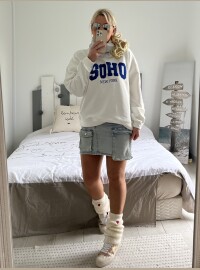 Sweat Soho blanc bleu bic