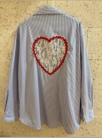 Chemise rayée cœur dos